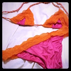 Beach Bunny Shimmer Lace Triangle 2PC swimsuit